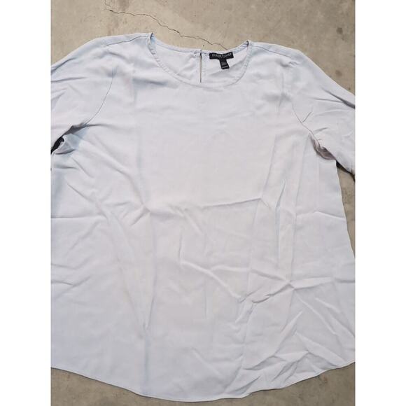 Eileen Fisher 100% Silk Georgette Top Women's M Petite Gray - Picture 3 of 7